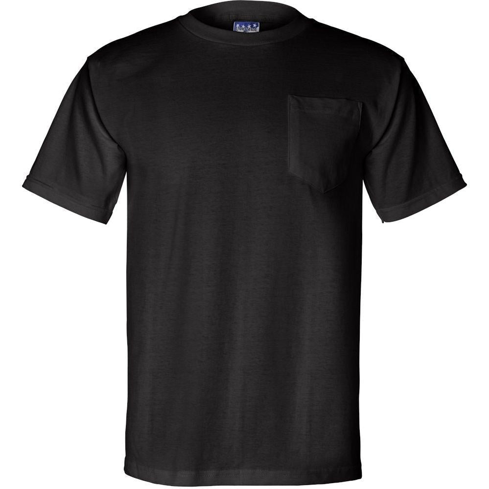 no-logo Bayside Union-Made Short Sleeve TShirt with a Pocket-Polos-Bayside-Black-S-Thread Logic