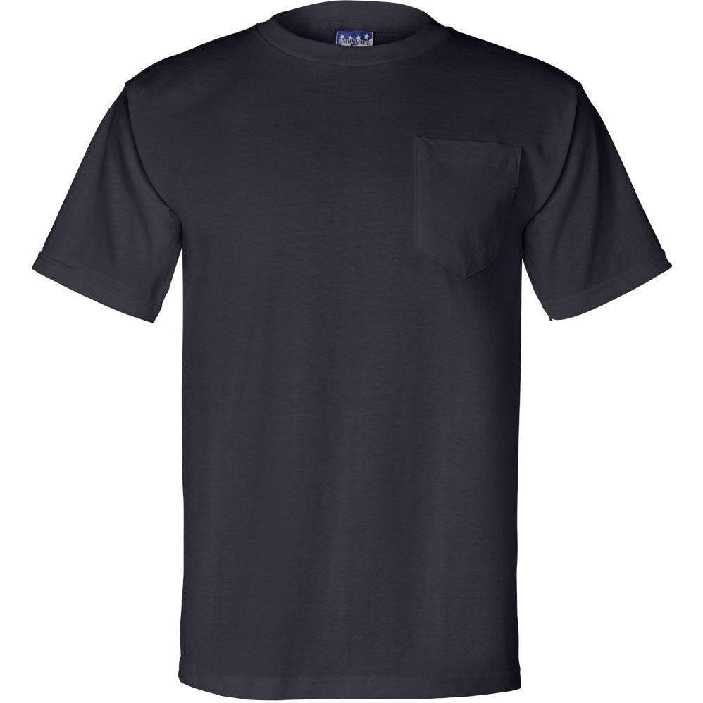 no-logo Bayside Union-Made Short Sleeve TShirt with a Pocket-Polos-Bayside-Navy-S-Thread Logic