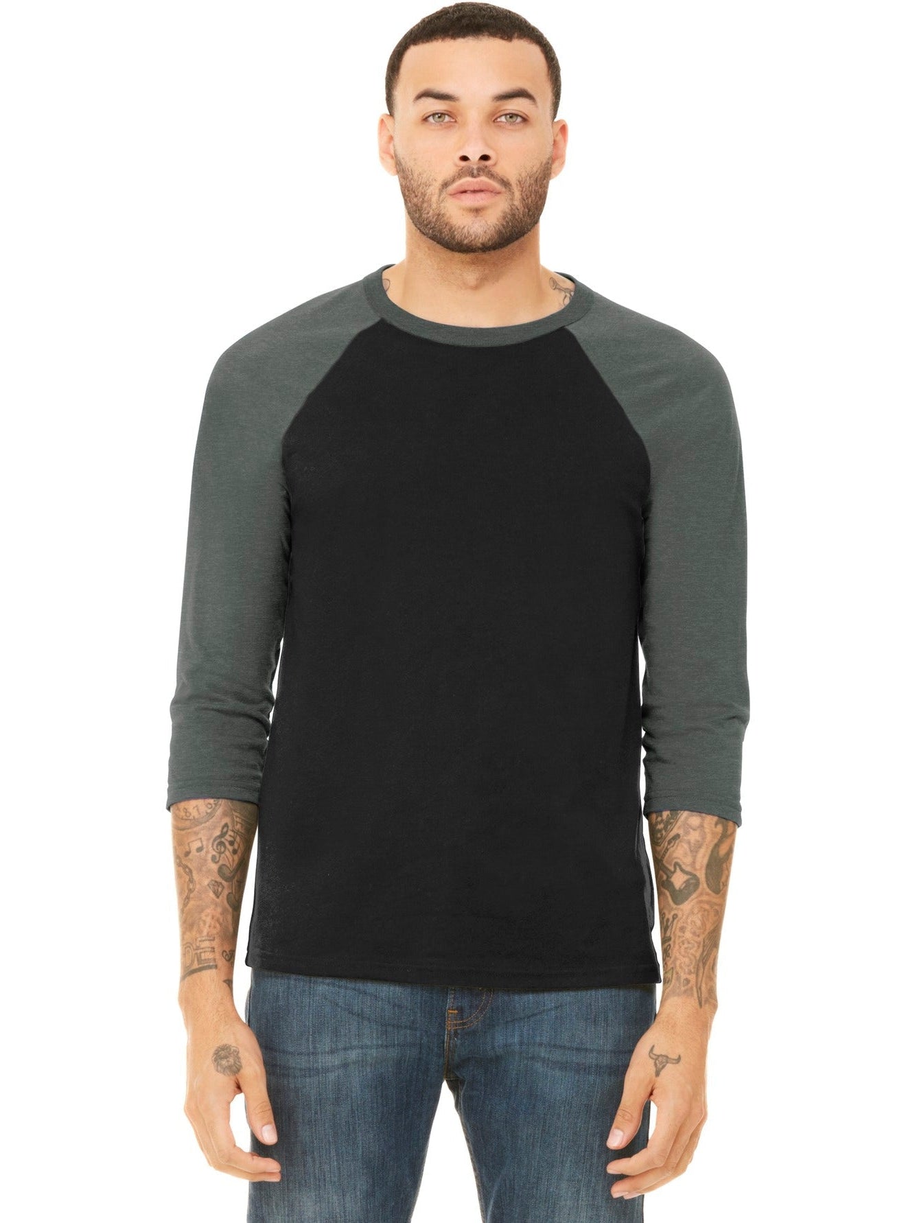 no-logo Bella+Canvas 3/4-Sleeve Baseball Tee-Regular-Bella&Canvas-Thread Logic