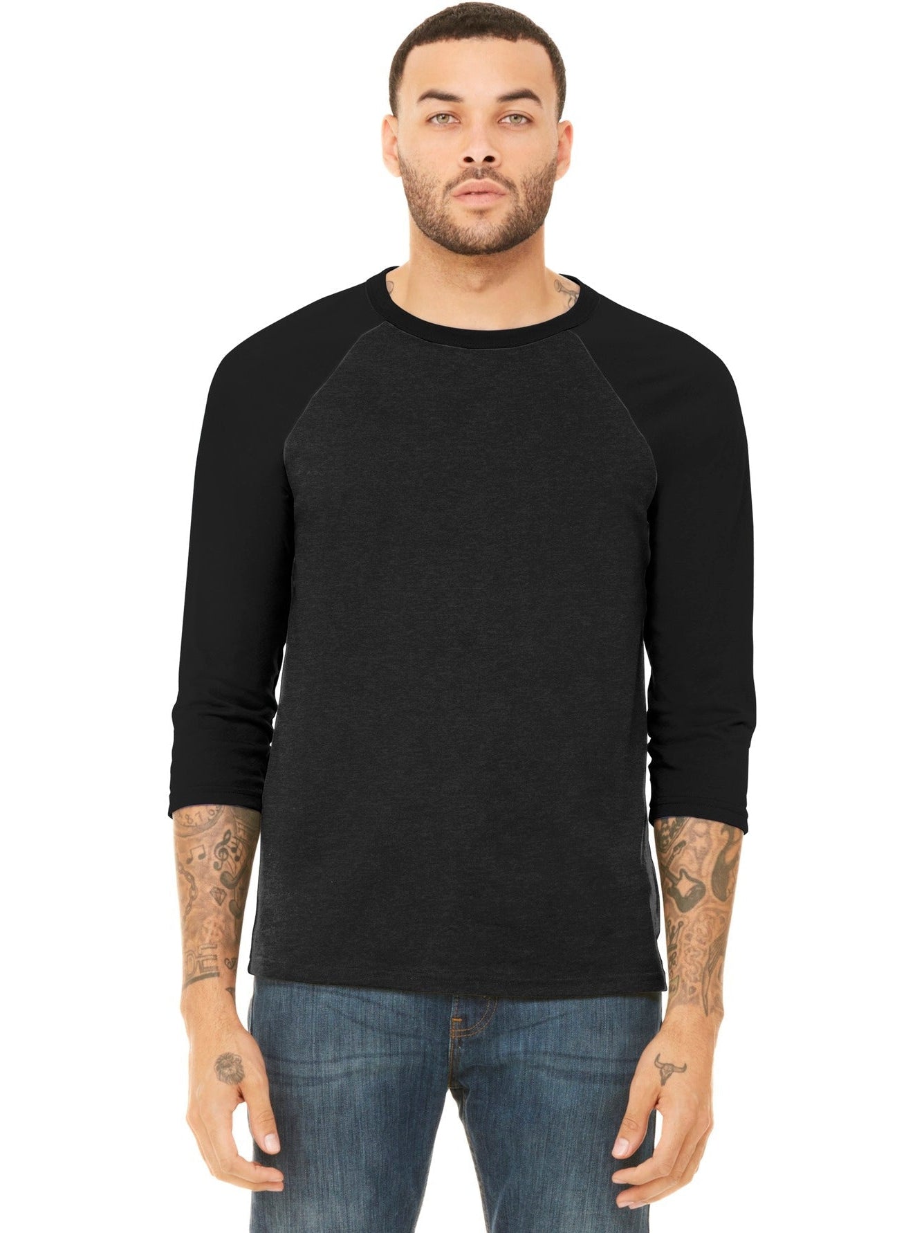 no-logo Bella+Canvas 3/4-Sleeve Baseball Tee-Regular-Bella&Canvas-Thread Logic