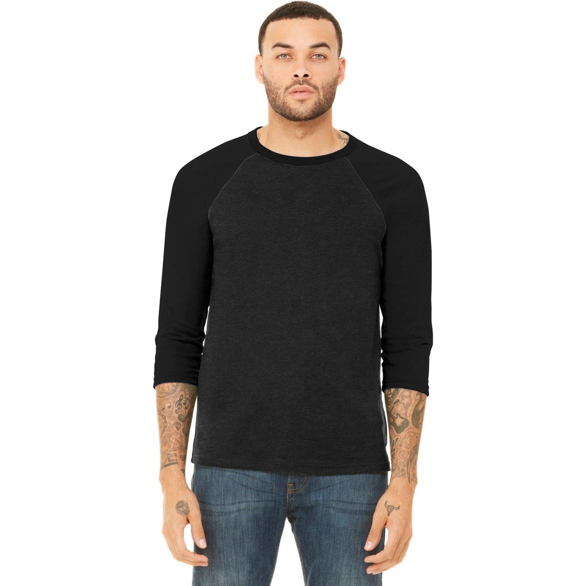 no-logo Bella+Canvas 3/4-Sleeve Baseball Tee-Regular-Bella&Canvas-Thread Logic
