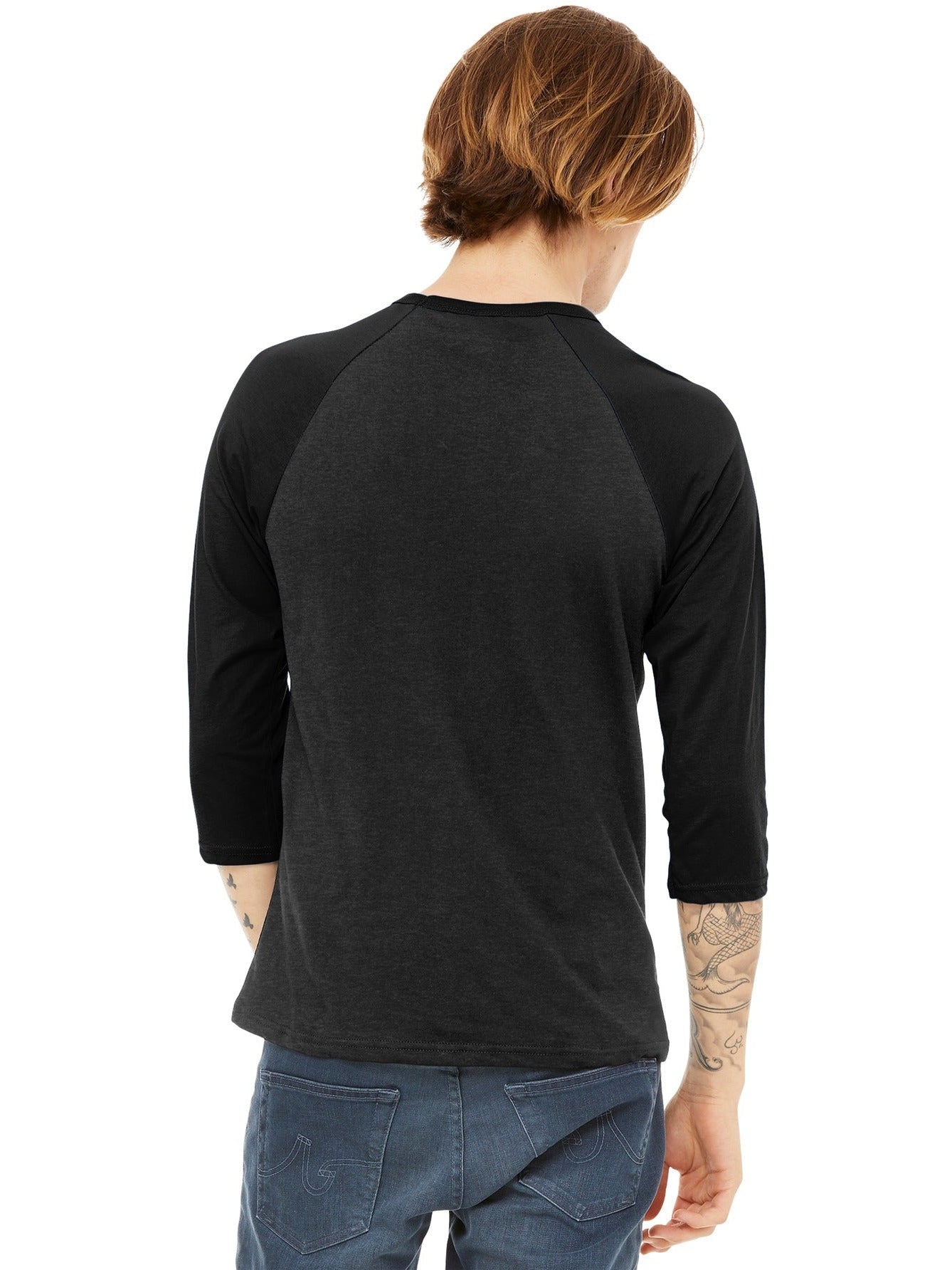 no-logo Bella+Canvas 3/4-Sleeve Baseball Tee-Regular-Bella&Canvas-Thread Logic