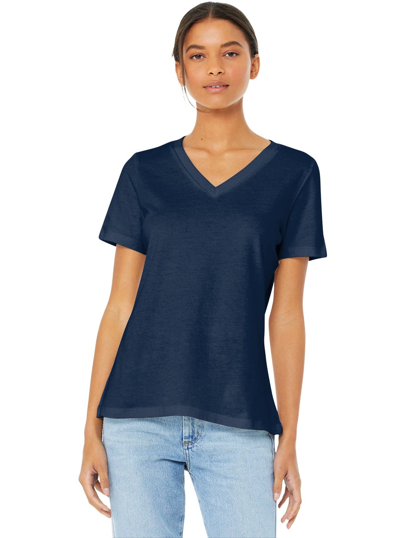 no-logo Bella+Canvas Ladies Relaxed Jersey Short Sleeve V-Neck Tee-Regular-Bella&Canvas-Thread Logic