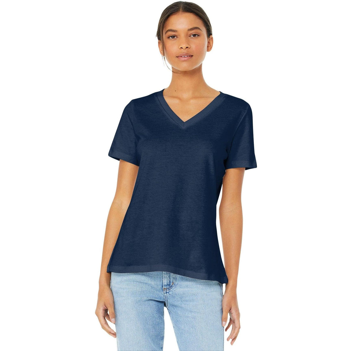 no-logo Bella+Canvas Ladies Relaxed Jersey Short Sleeve V-Neck Tee-Regular-Bella&Canvas-Thread Logic