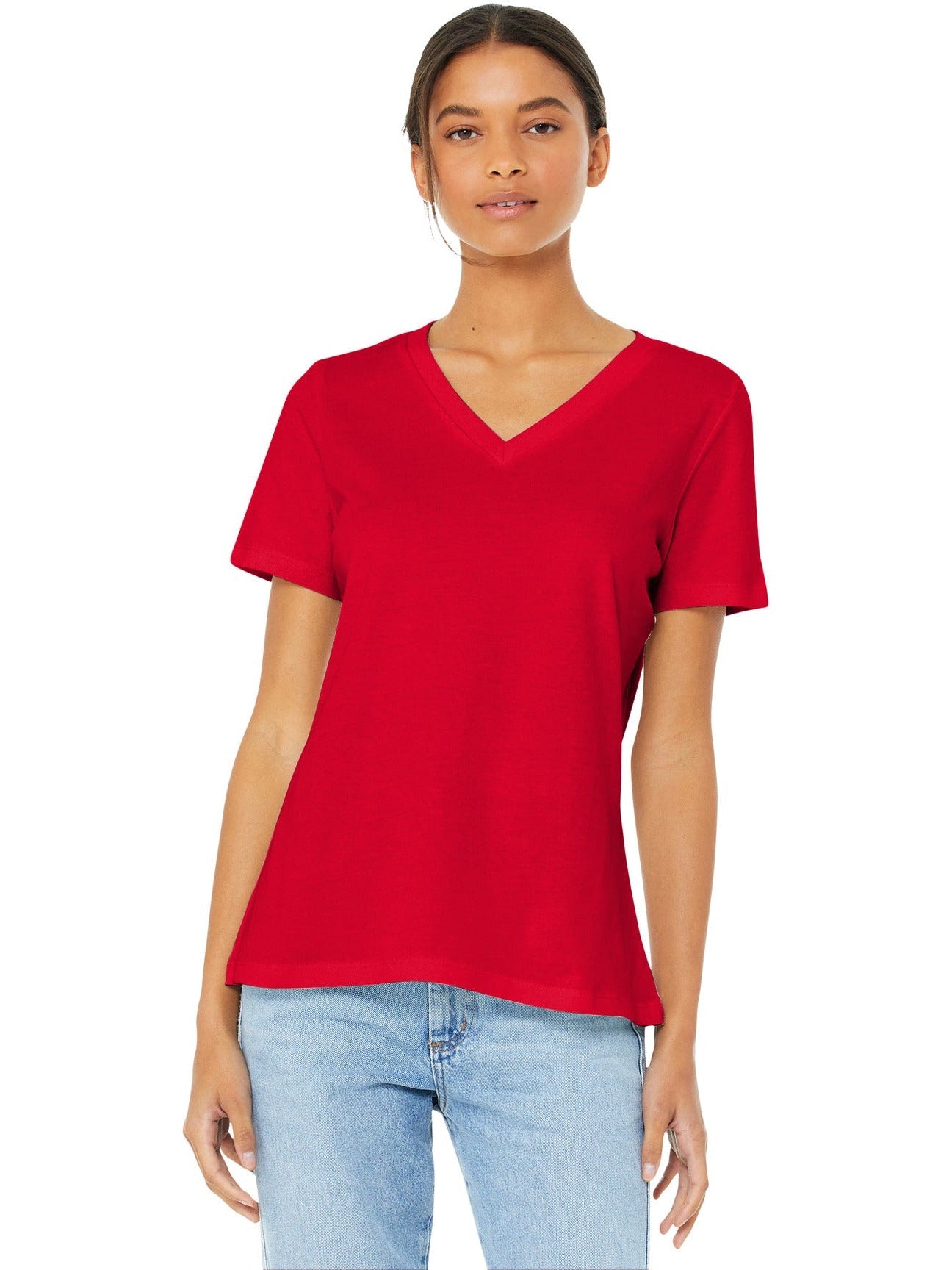 no-logo Bella+Canvas Ladies Relaxed Jersey Short Sleeve V-Neck Tee-Regular-Bella&Canvas-Thread Logic