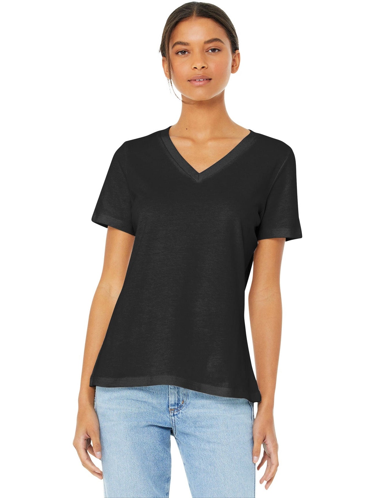 no-logo Bella+Canvas Ladies Relaxed Jersey Short Sleeve V-Neck Tee-Regular-Bella&Canvas-Thread Logic