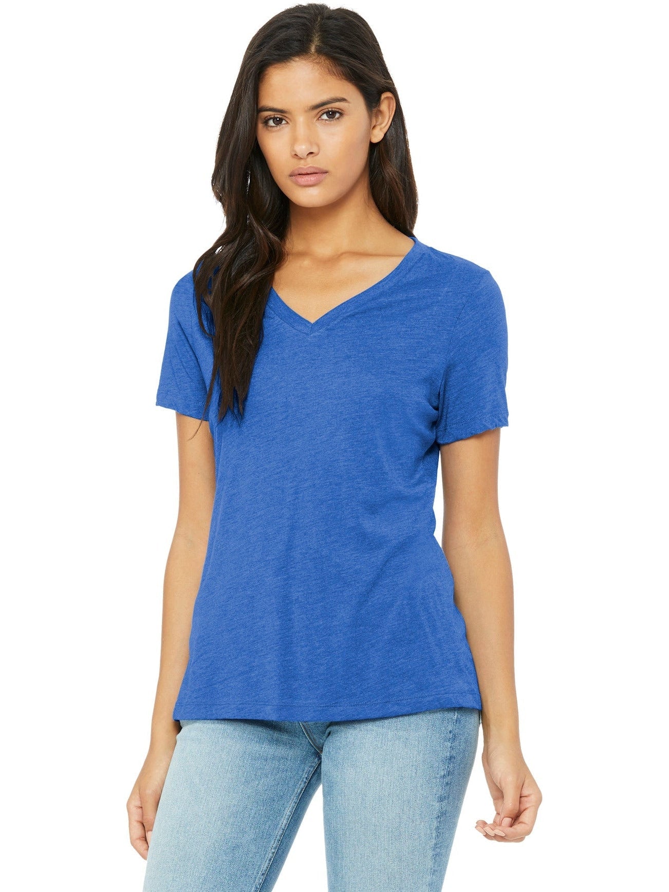 no-logo Bella+Canvas Ladies Relaxed Triblend V-Neck Tee-Regular-Bella&Canvas-Thread Logic