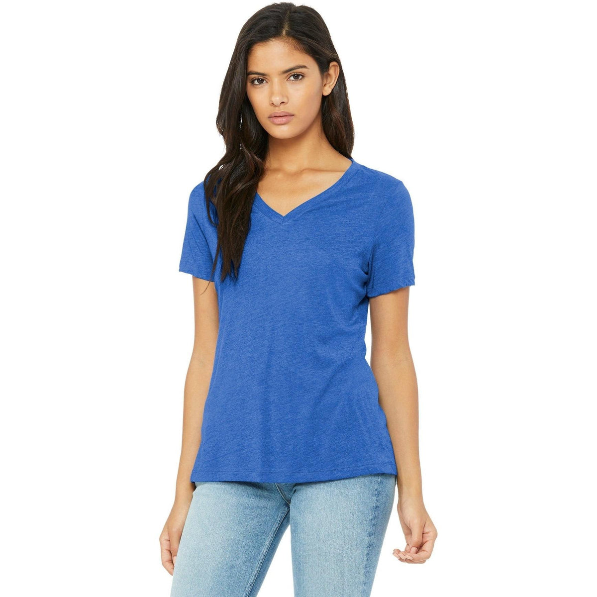 no-logo Bella+Canvas Ladies Relaxed Triblend V-Neck Tee-Regular-Bella&Canvas-Thread Logic