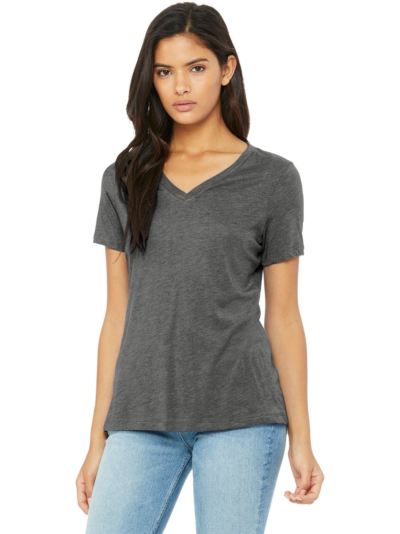 no-logo Bella+Canvas Ladies Relaxed Triblend V-Neck Tee-Regular-Bella&Canvas-Thread Logic