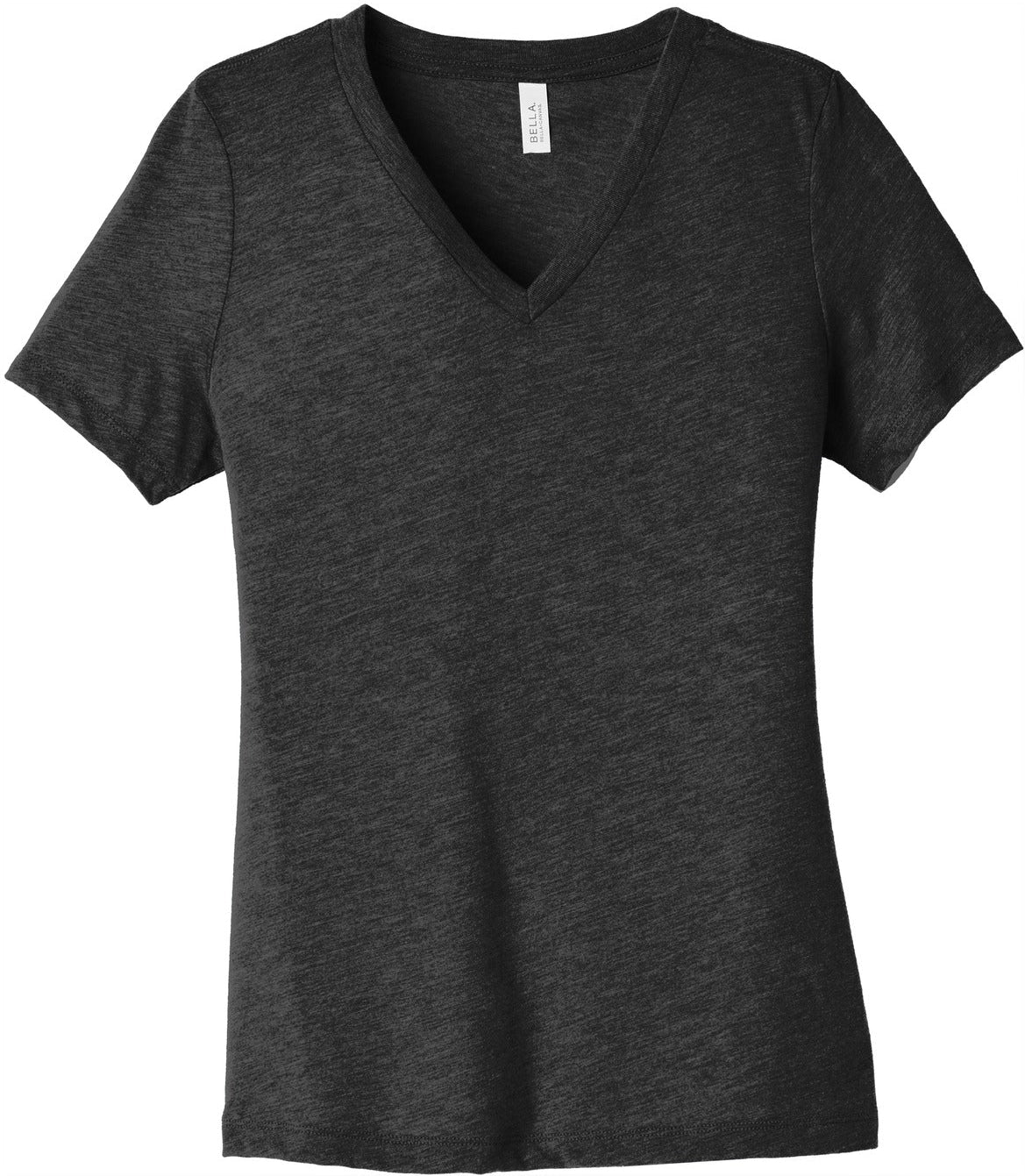No-Logo CLOSEOUT - Bella+Canvas Ladies Relaxed Triblend V-Neck Tee-Polos-Bella&Canvas-Charcoal-Black Triblend-S-Thread Logic