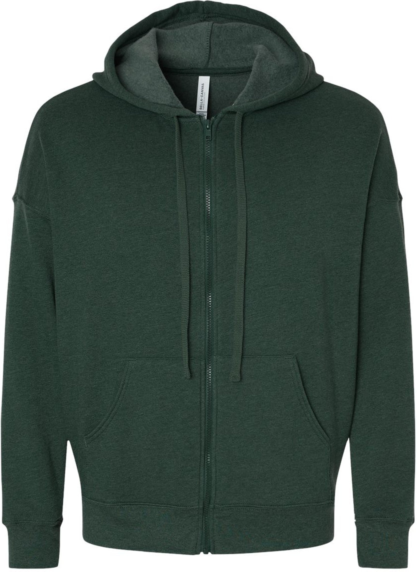 Bella+Canvas Sponge Fleece DTM Full-Zip Hoodie-Apparel-BELLA + CANVAS-Heather Forest-S-Thread Logic
