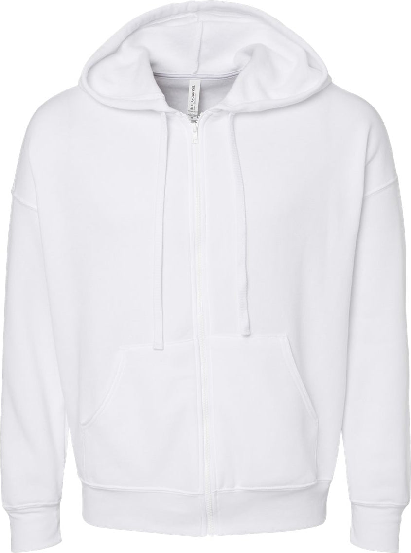 Bella+Canvas Sponge Fleece DTM Full-Zip Hoodie-Apparel-BELLA + CANVAS-White-S-Thread Logic