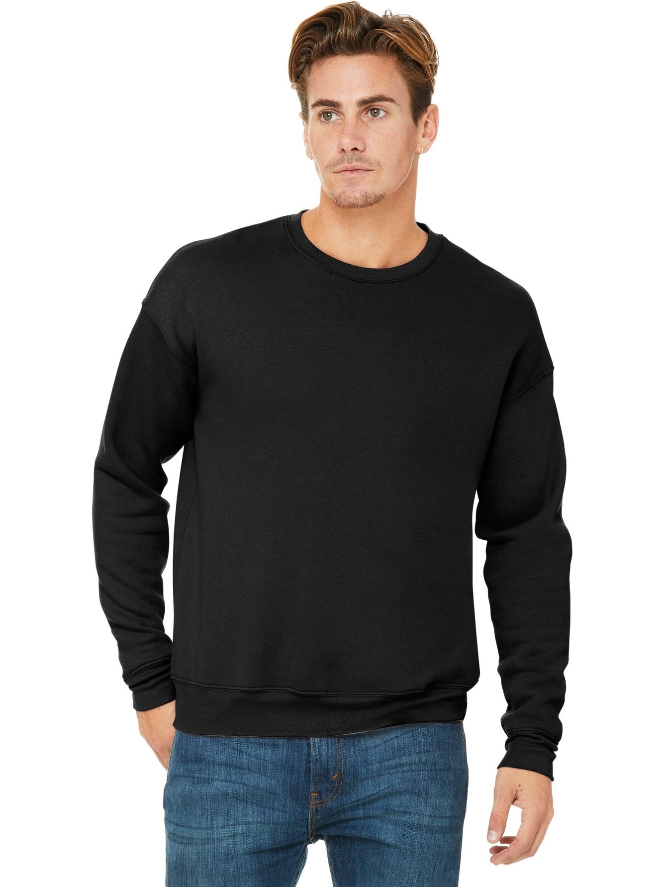 no-logo Bella+Canvas Sponge Fleece Drop Shoulder Sweatshirt-Regular-Bella&Canvas-Black-S-Thread Logic