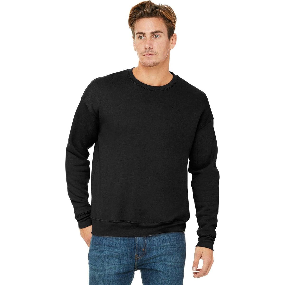 logo-left Bella+Canvas Sponge Fleece Drop Shoulder Sweatshirt-Regular-Bella&Canvas-Black-S-Thread Logic