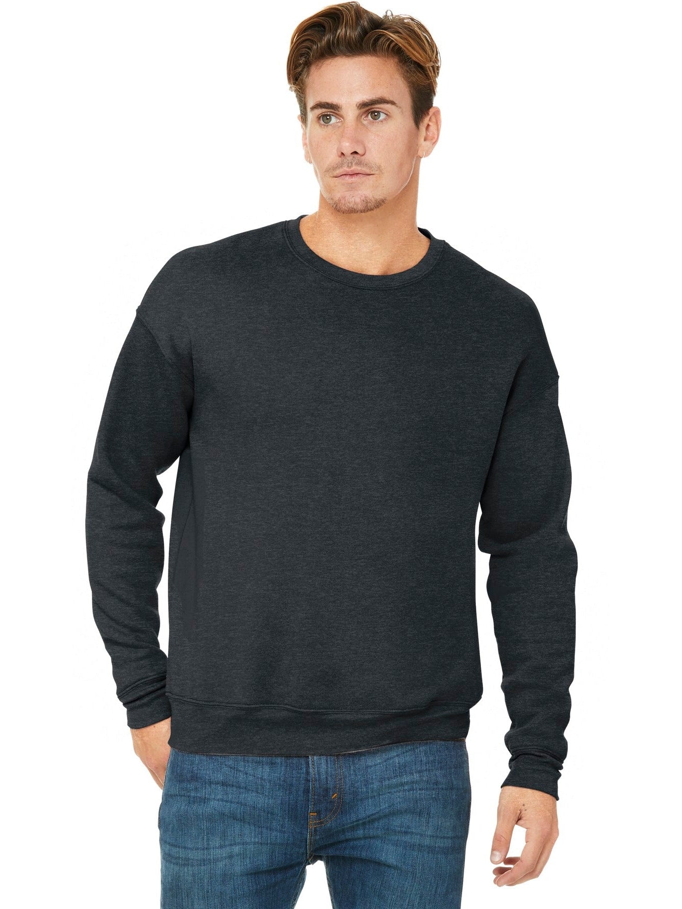 no-logo Bella+Canvas Sponge Fleece Drop Shoulder Sweatshirt-Regular-Bella&Canvas-Dark Grey Heather-S-Thread Logic