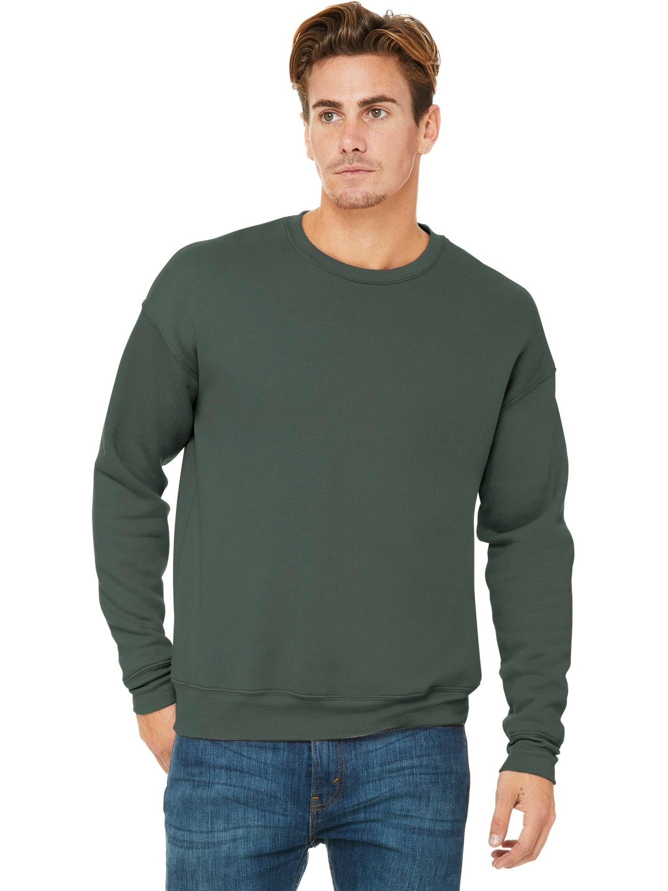 no-logo Bella+Canvas Sponge Fleece Drop Shoulder Sweatshirt-Regular-Bella&Canvas-Military Green-S-Thread Logic