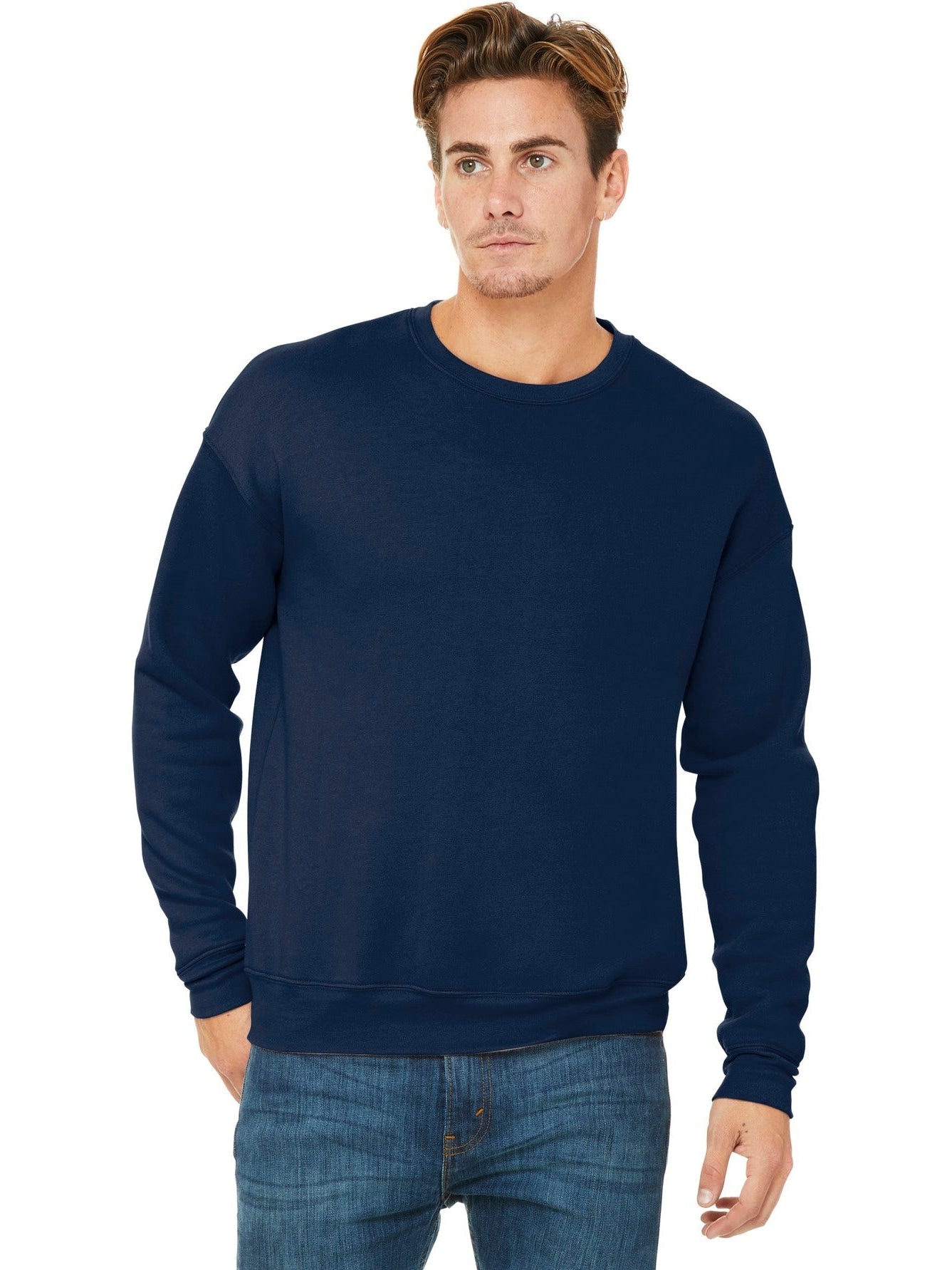 no-logo Bella+Canvas Sponge Fleece Drop Shoulder Sweatshirt-Regular-Bella&Canvas-Navy-S-Thread Logic
