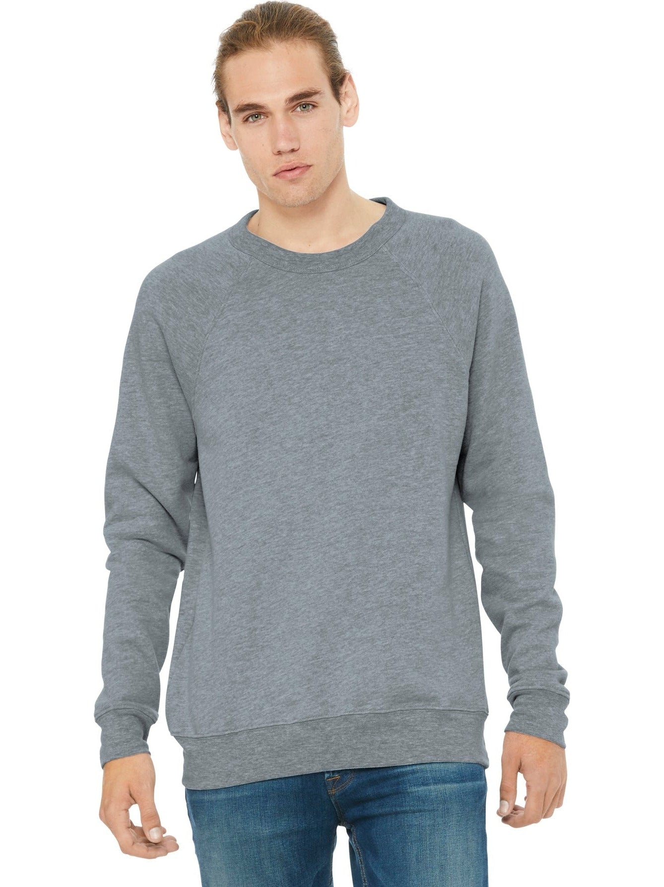 no-logo Bella+Canvas Sponge Fleece Raglan Sweatshirt-Regular-Bella&Canvas-Athletic Heather-S-Thread Logic