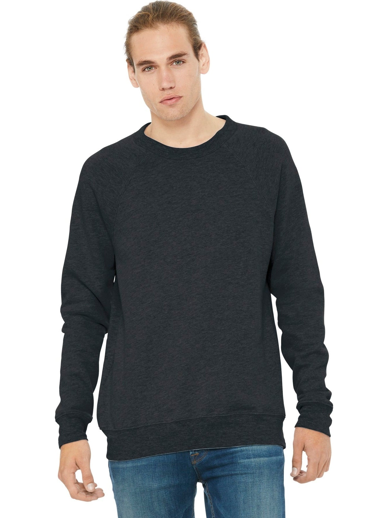 no-logo Bella+Canvas Sponge Fleece Raglan Sweatshirt-Regular-Bella&Canvas-Dark Grey Heather-S-Thread Logic