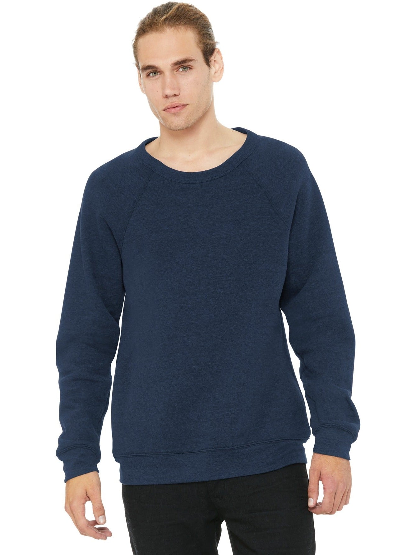 no-logo Bella+Canvas Sponge Fleece Raglan Sweatshirt-Regular-Bella&Canvas-Heather Navy-S-Thread Logic