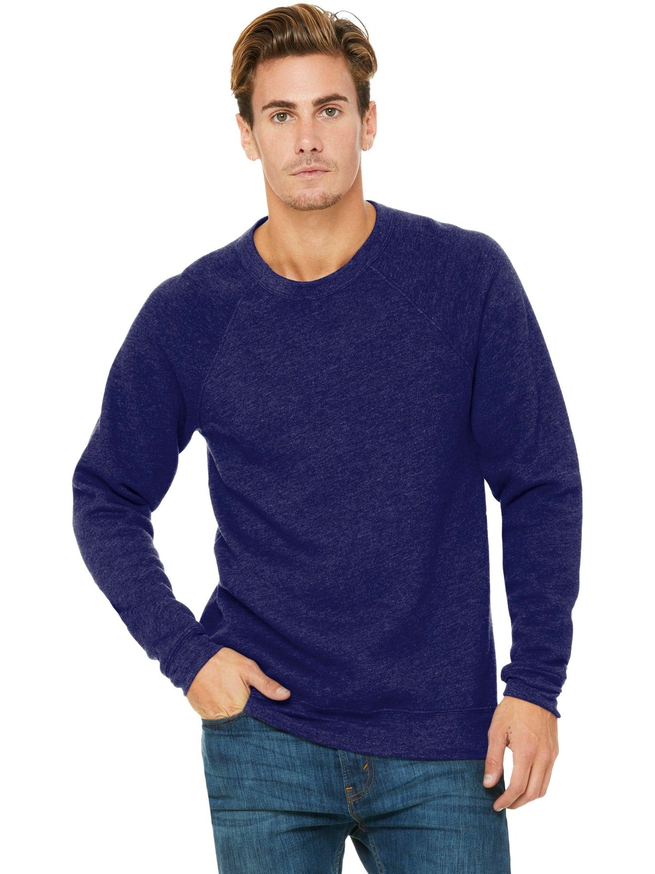 no-logo Bella+Canvas Sponge Fleece Raglan Sweatshirt-Regular-Bella&Canvas-Navy Triblend-S-Thread Logic