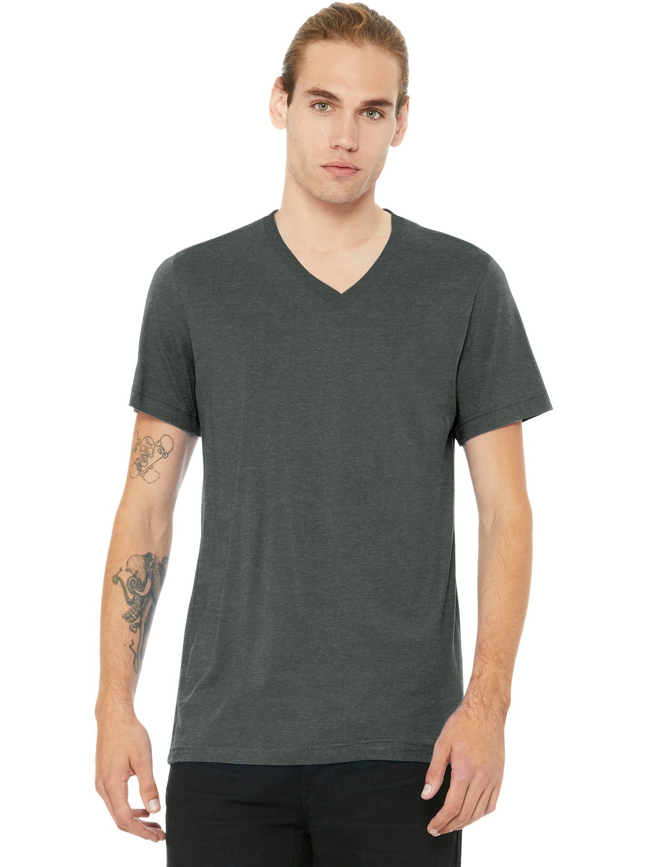 no-logo Bella+Canvas Unisex Heather CVC V-Neck Tee-Regular-Bella&Canvas-Thread Logic