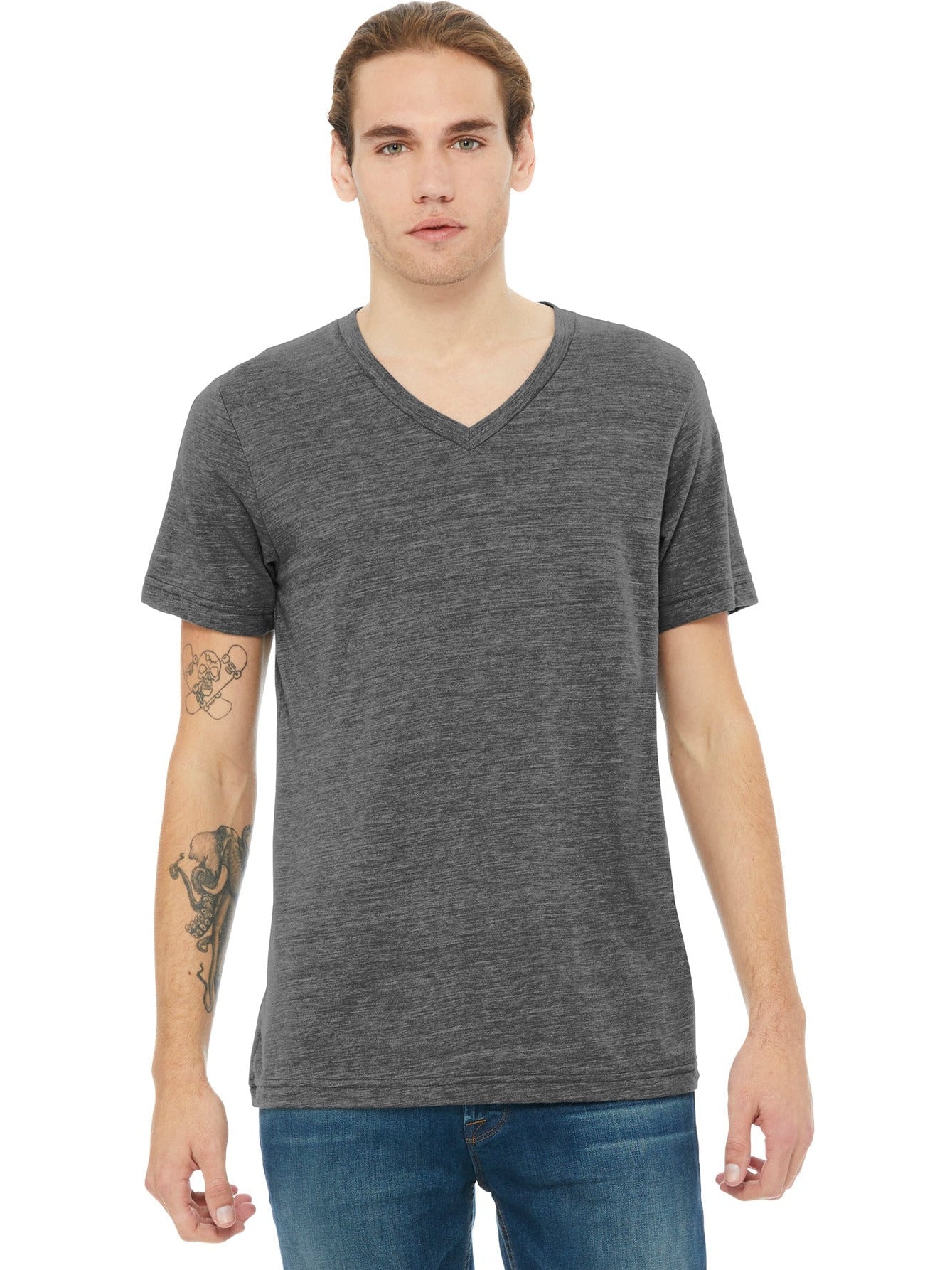 no-logo Bella+Canvas Unisex Textured Jersey V-Neck Tee-Regular-Bella&Canvas-Thread Logic