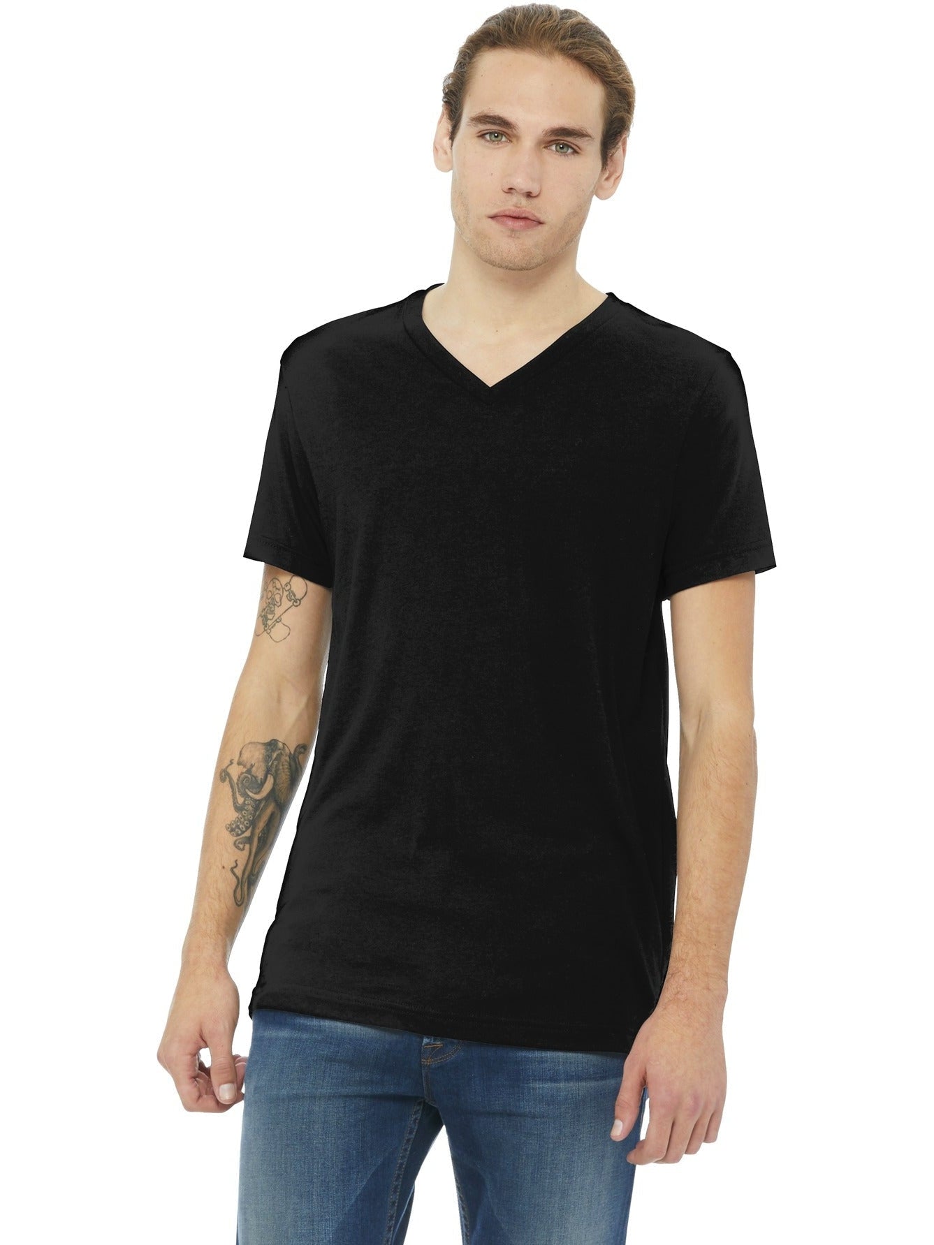 no-logo Bella+Canvas Unisex Triblend Short Sleeve V-Neck Tee-Regular-Bella&Canvas-Thread Logic