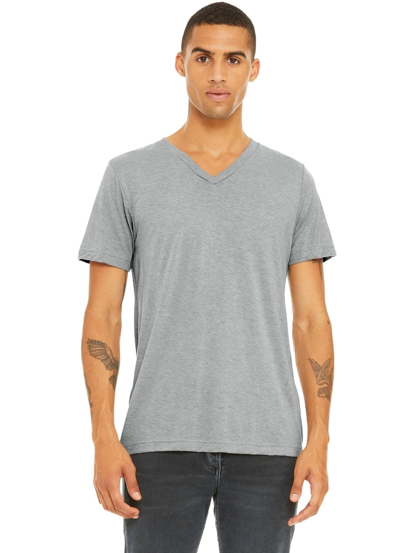 no-logo Bella+Canvas Unisex Triblend Short Sleeve V-Neck Tee-Regular-Bella&Canvas-Thread Logic