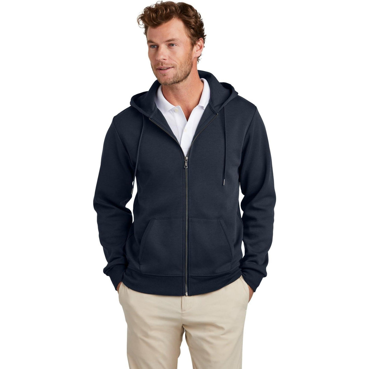 no-logo Brooks Brothers Double-Knit Full-Zip Hoodie-New-Brooks Brothers-Thread Logic