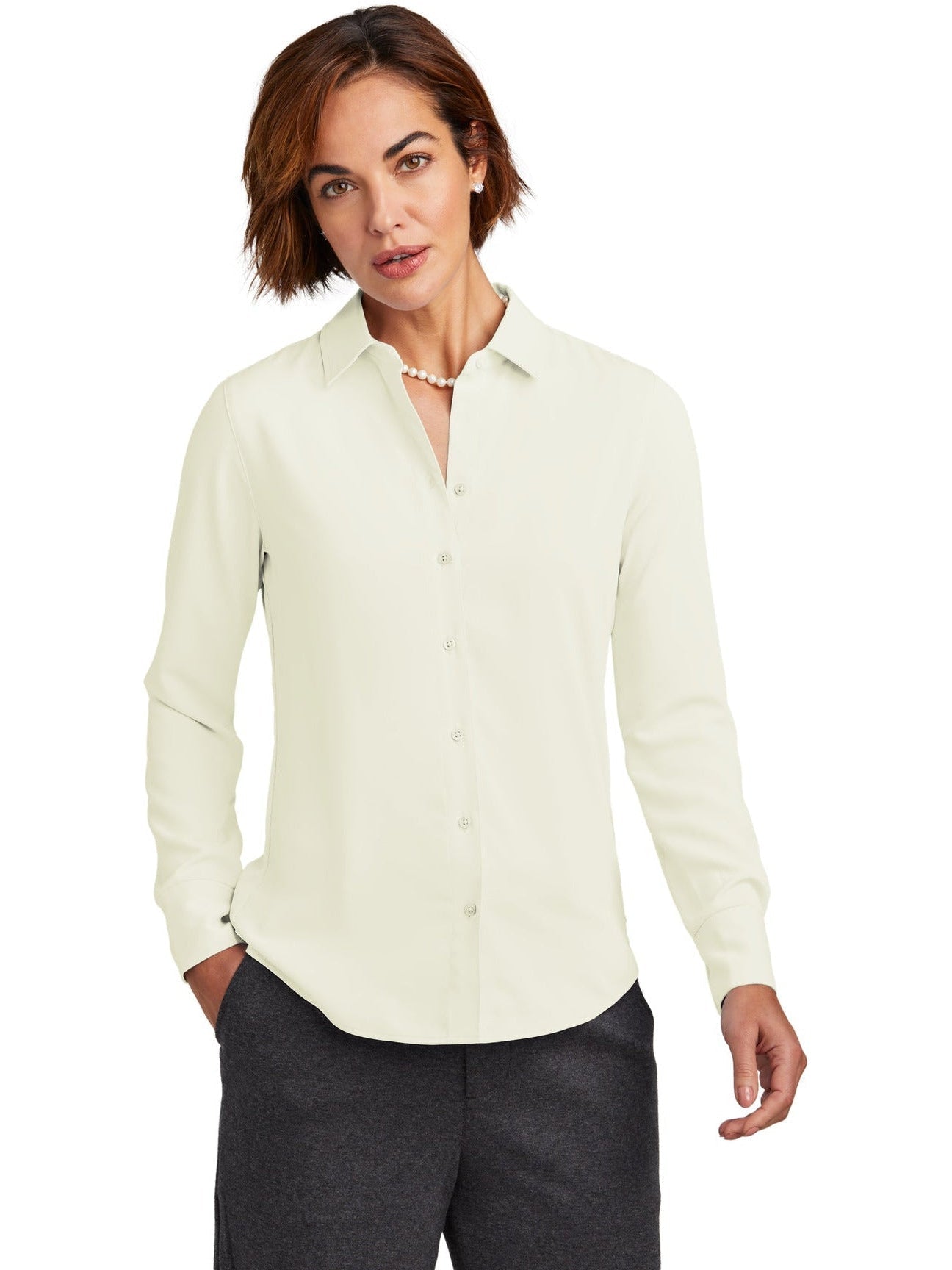 no-logo Brooks Brothers Ladies Full-Button Satin Blouse-New-Brooks Brothers-Thread Logic