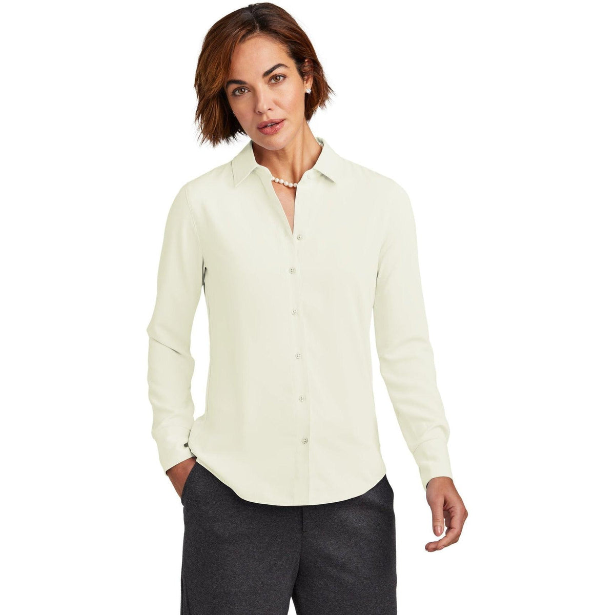 no-logo Brooks Brothers Ladies Full-Button Satin Blouse-New-Brooks Brothers-Thread Logic