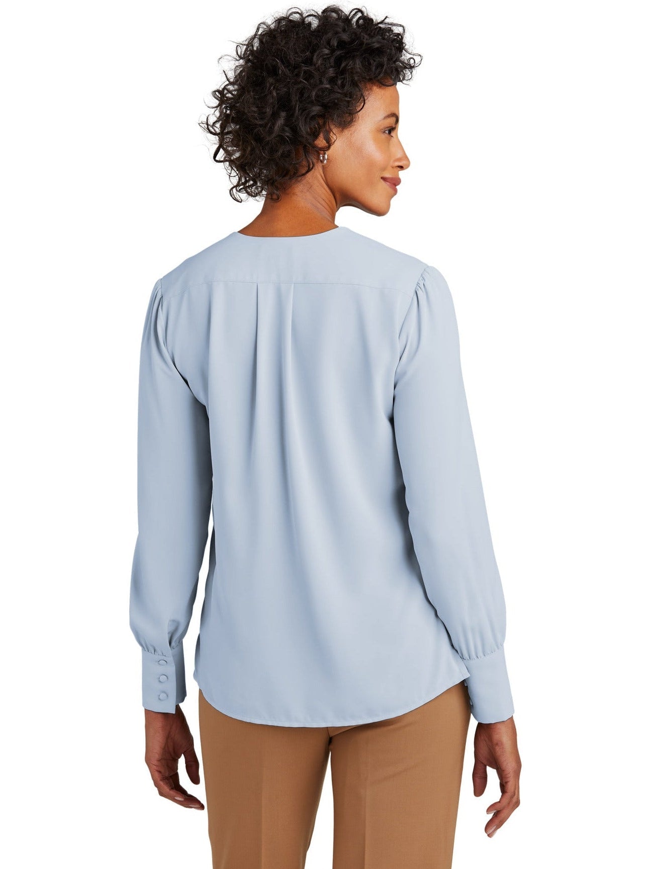 no-logo Brooks Brothers Ladies Open-Neck Satin Blouse-New-Brooks Brothers-Thread Logic