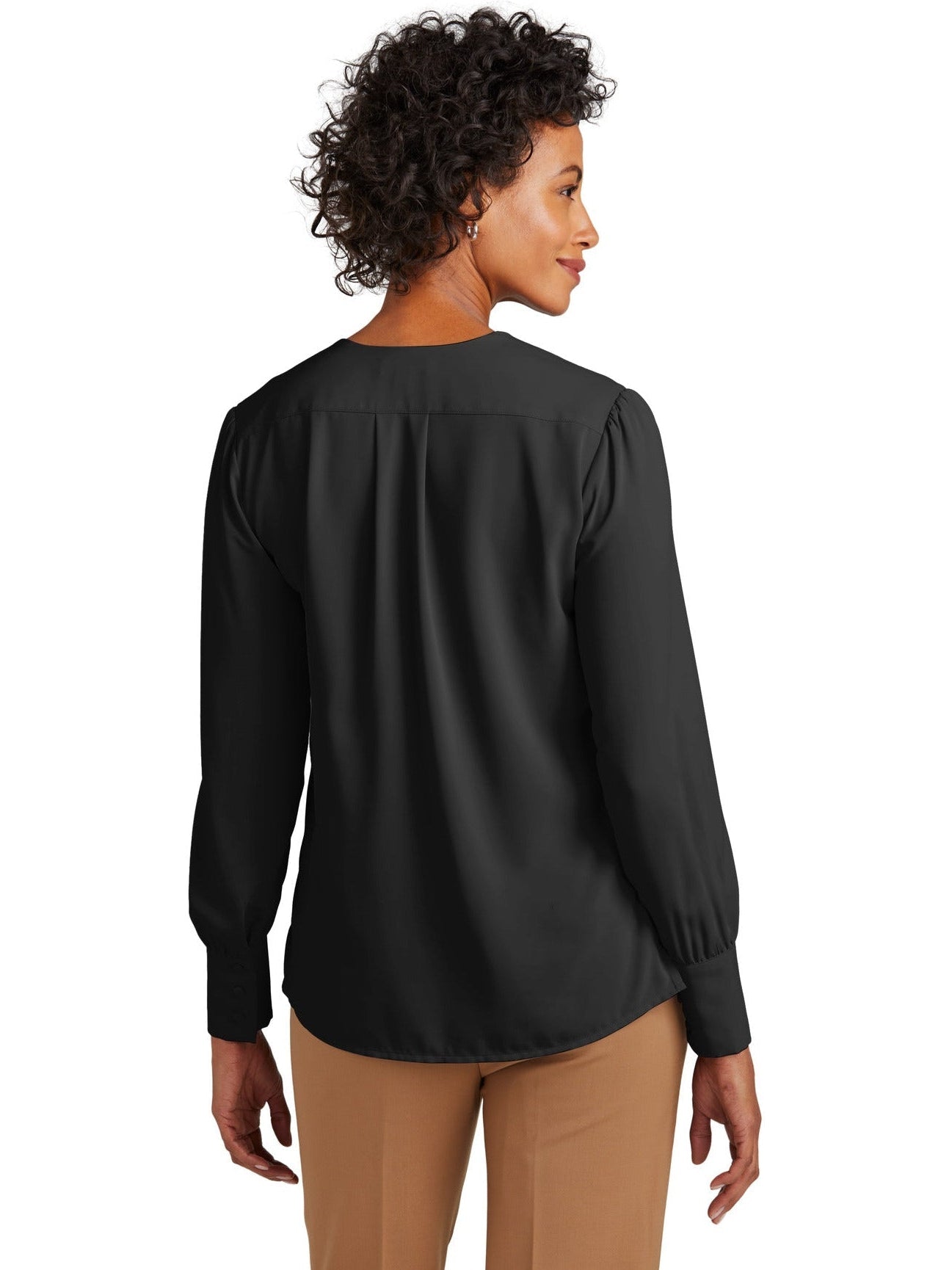 no-logo Brooks Brothers Ladies Open-Neck Satin Blouse-New-Brooks Brothers-Thread Logic