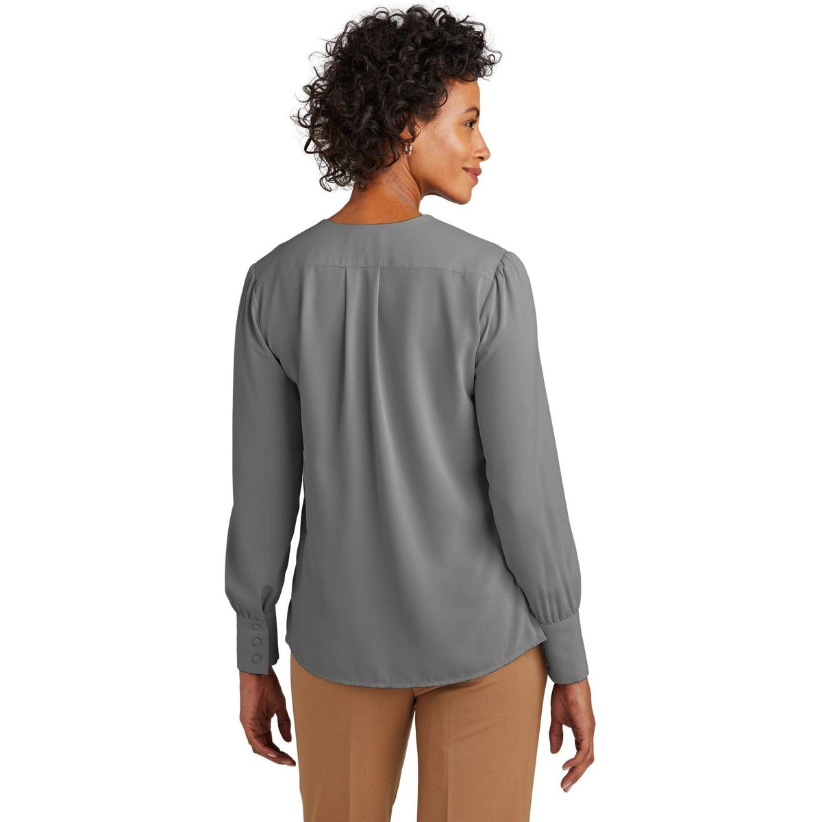 no-logo Brooks Brothers Ladies Open-Neck Satin Blouse-New-Brooks Brothers-Thread Logic