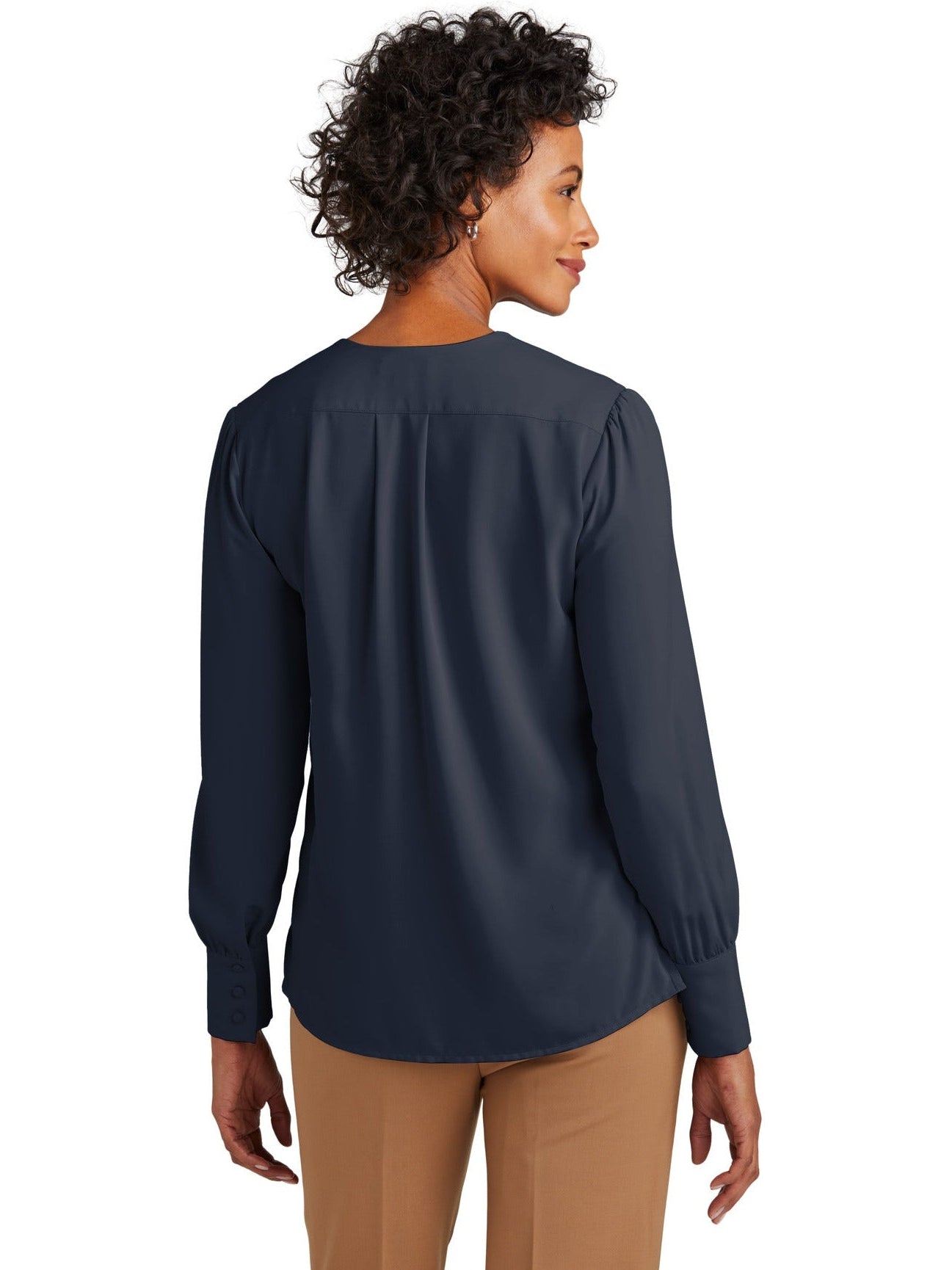 no-logo Brooks Brothers Ladies Open-Neck Satin Blouse-New-Brooks Brothers-Thread Logic