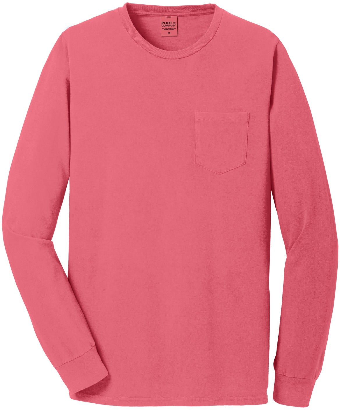 CLOSEOUT - Port & Company Beach Wash Garment-Dyed Long Sleeve Pocket Tee