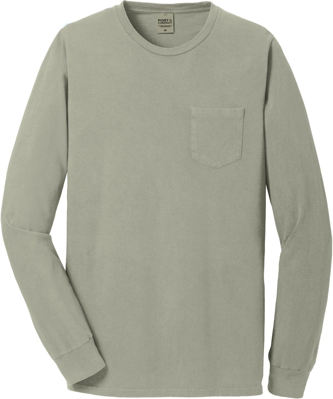 CLOSEOUT - Port & Company Beach Wash Garment-Dyed Long Sleeve Pocket Tee