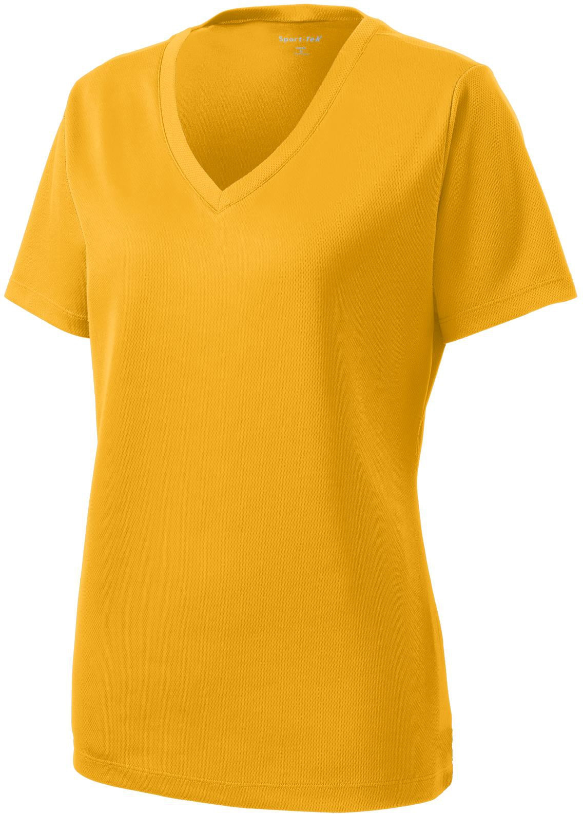 CLOSEOUT - Sport-Tek Ladies Posicharge Racermesh V-Neck Tee-Discontinued-Sport-Tek-Gold-M-Thread Logic