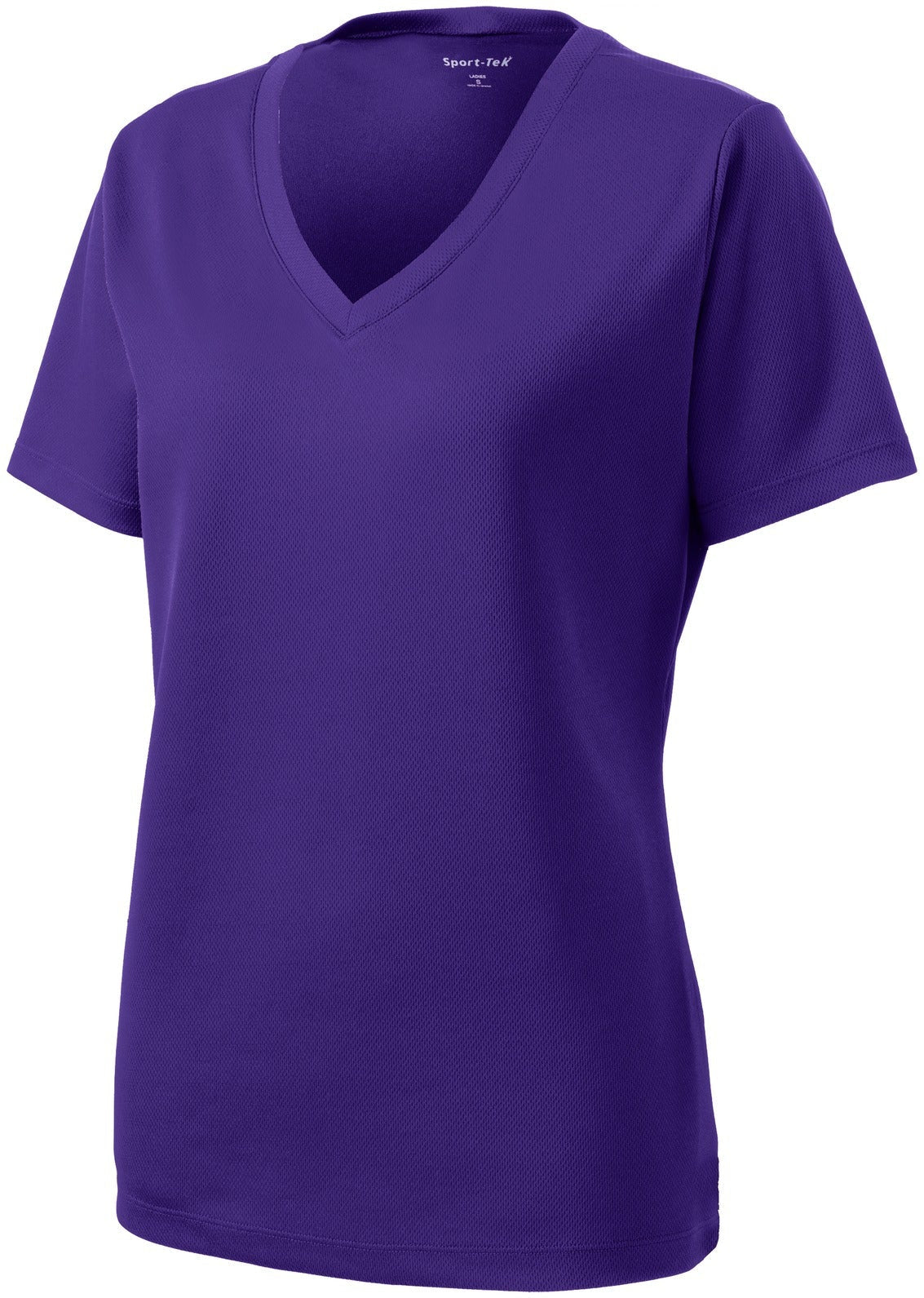 CLOSEOUT - Sport-Tek Ladies Posicharge Racermesh V-Neck Tee-Discontinued-Sport-Tek-Purple-4XL-Thread Logic