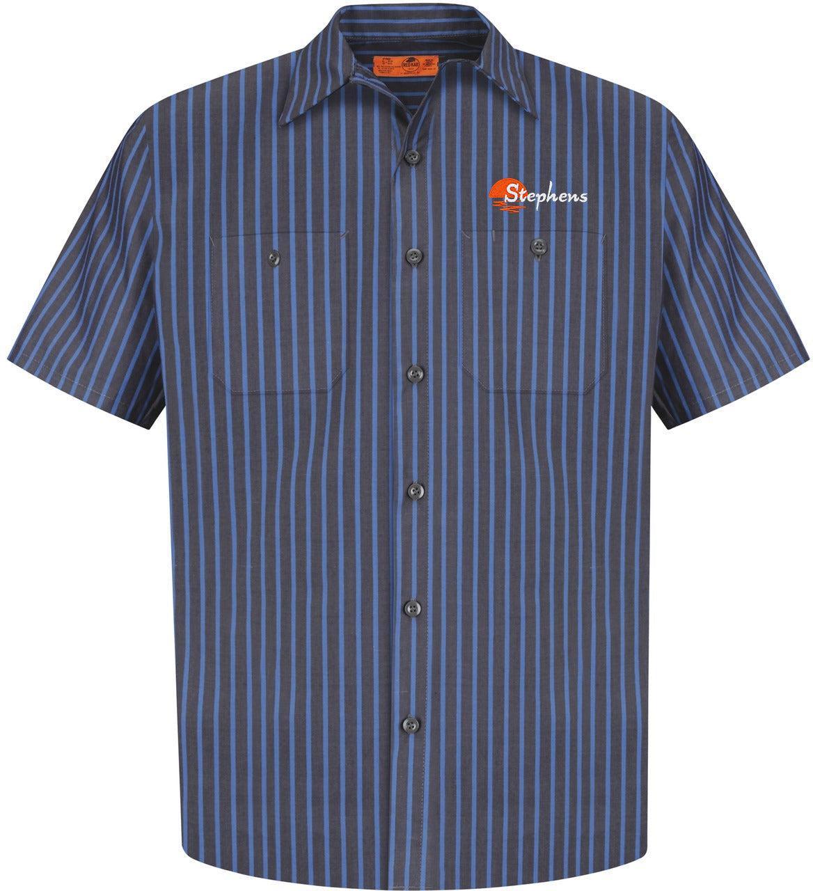 red kap dress shirts Red Kap Men's Short Sleeve Industrial Stripe Work Shirt | Size: L