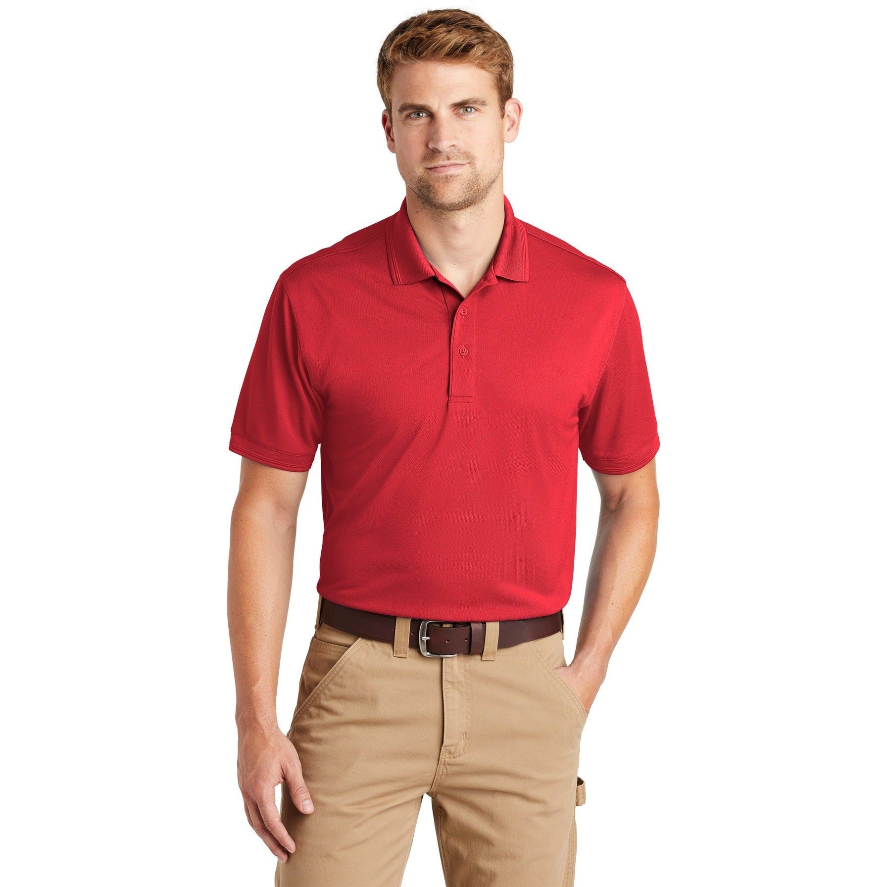 no-logo CLOSEOUT - CornerStone Industrial Snag-Proof Pique Polo-CornerStone-Red-L-Thread Logic