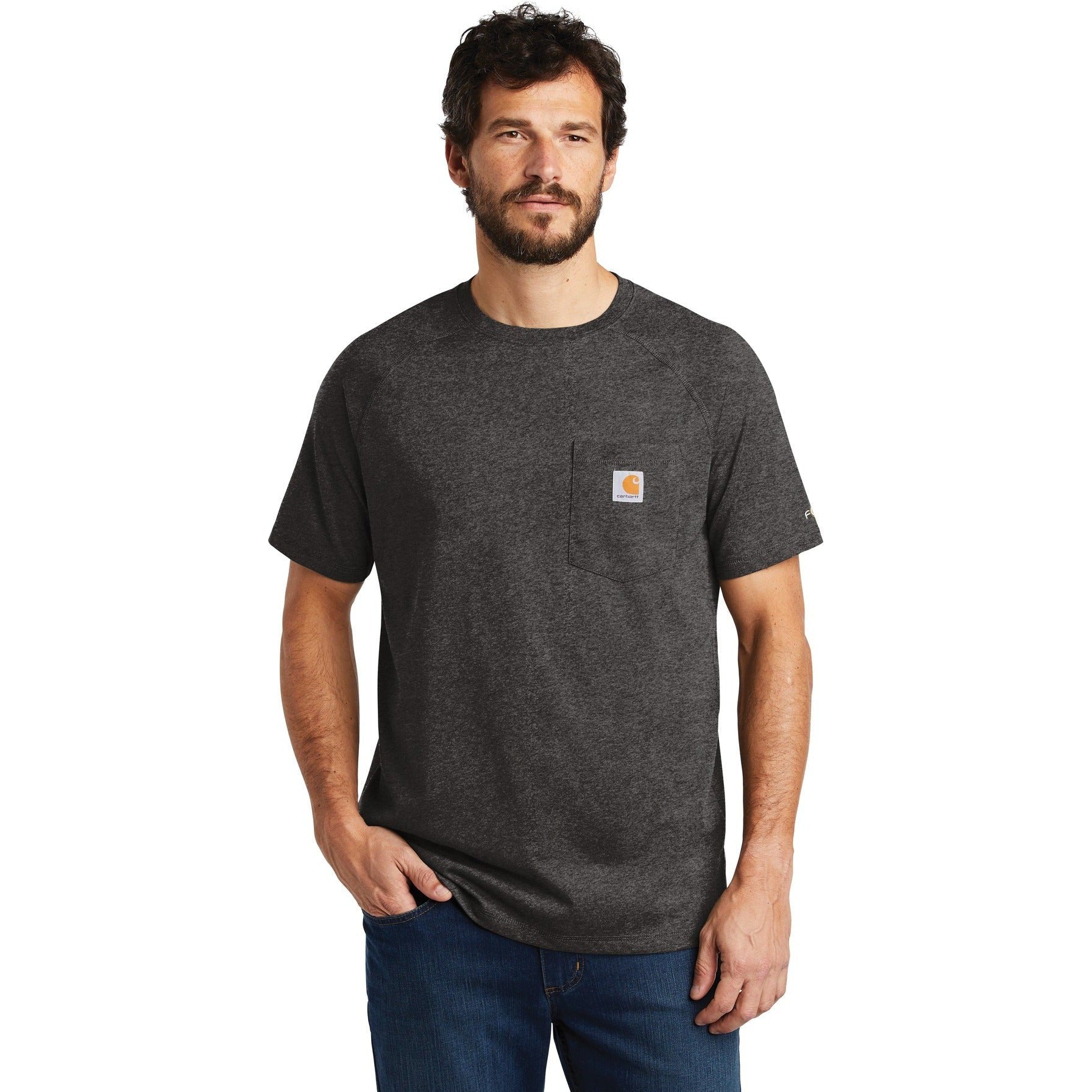 no-logo CLOSEOUT - Carhartt Force Cotton Delmont Short Sleeve T-Shirt-Carhartt-Carbon Heather-4XL-Thread Logic