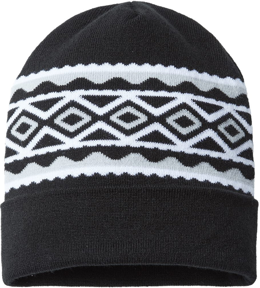 Cap America USA-Made Diamond Knit Cuff-Apparel-CAP AMERICA-Black/ Silver-OSFA-Thread Logic