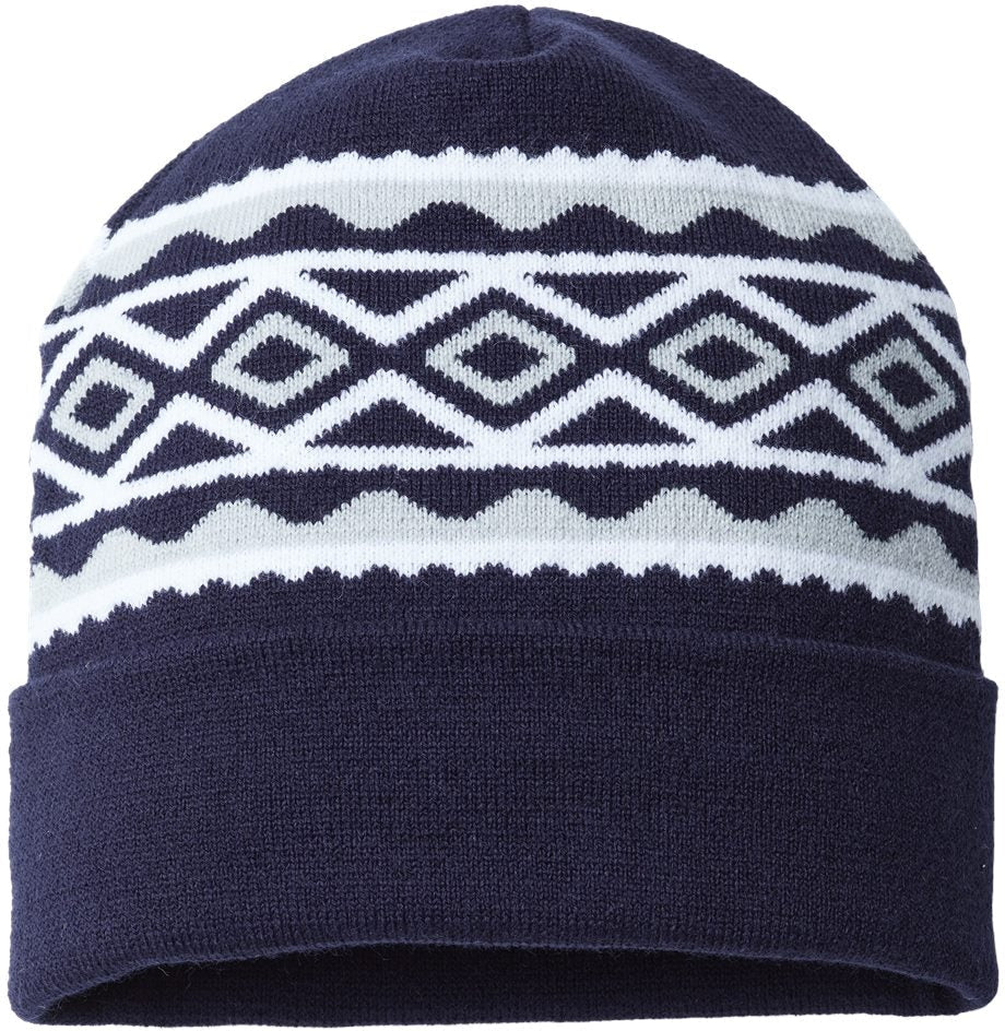 Cap America USA-Made Diamond Knit Cuff-Apparel-CAP AMERICA-True Navy/ Silver-OSFA-Thread Logic