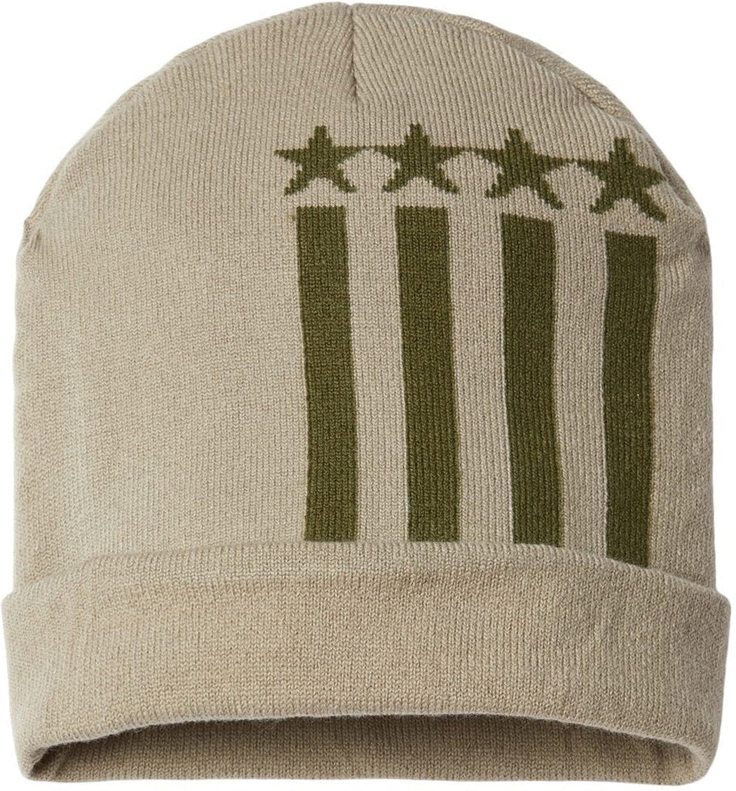 Cap America USA-Made Off Center Patriotic Cuffed Beanie