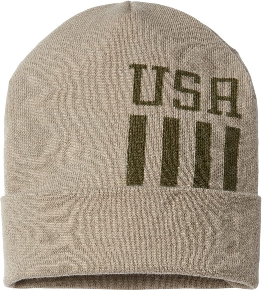 Cap America USA-Made Off Center Patriotic Cuffed Beanie