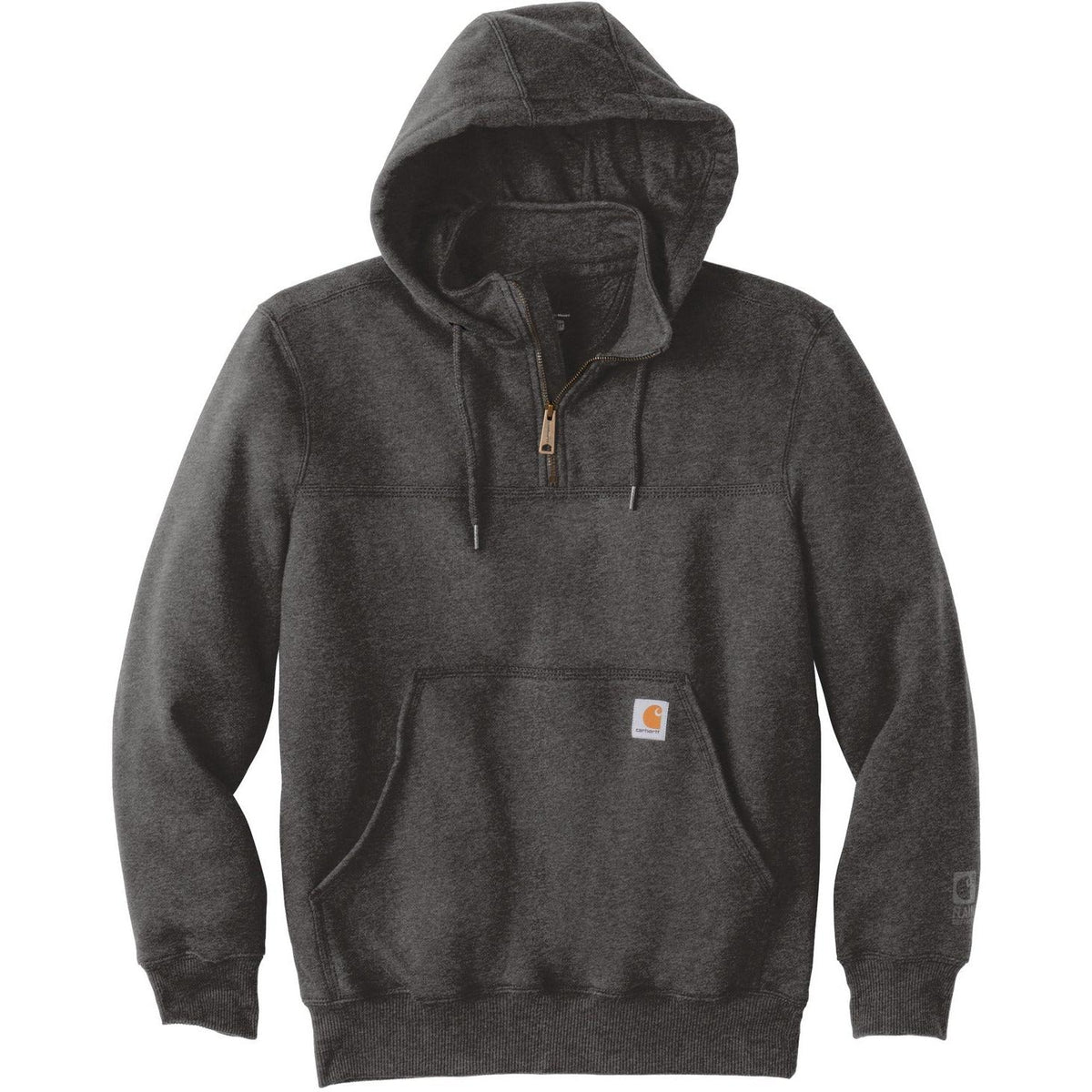 no-logo Carhartt Rain Defender Paxton Heavyweight Hooded Zip Mock Sweatshirt-Quarter Zips-Carhartt-Carbon Heather-S-Thread Logic