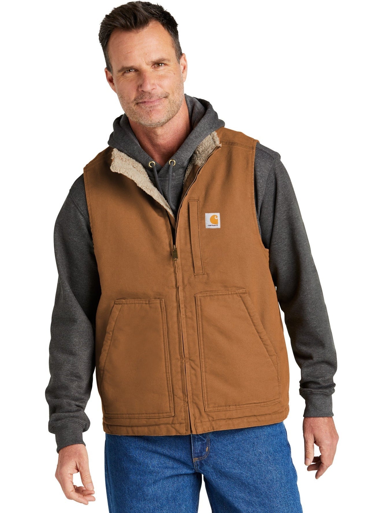 no-logo Carhartt Sherpa-Lined Mock Neck Vest-Regular-Carhartt-Thread Logic