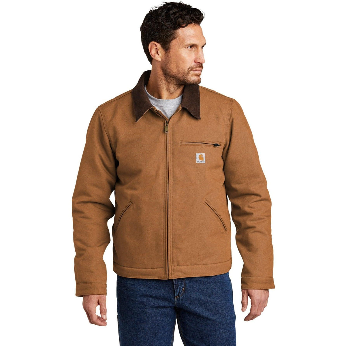 no-logo Carhartt Tall Duck Detroit Jacket-Regular-Carhartt-Carhartt Brown-LT-Thread Logic